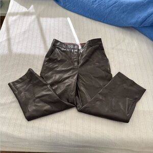 Babaton Brown Cropped Vegan Leather Pants - size 8